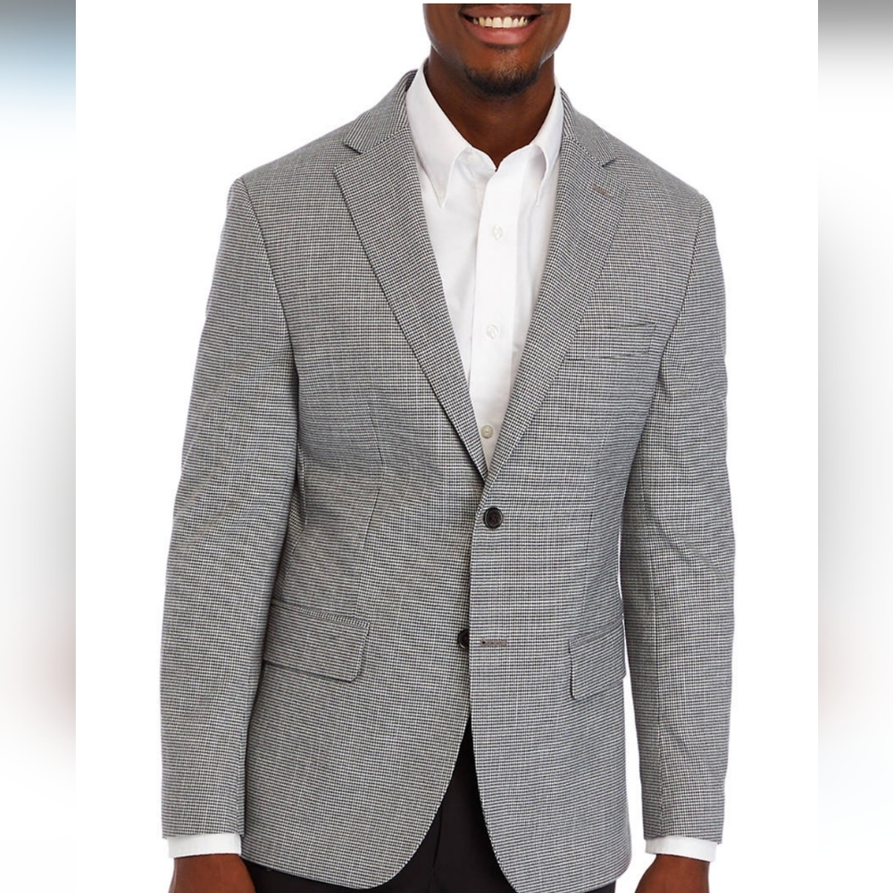 Lauren Ralph Lauren Black Gray Heather Check Sport coat size 46R